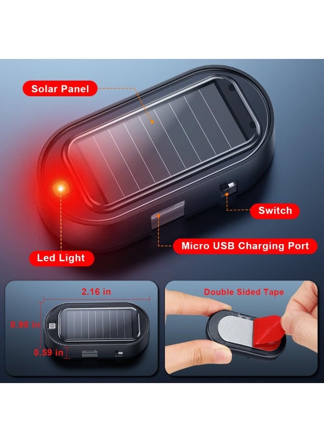 COYO Car Solar Power Simulated Dummy Alarm, Anti-Theft LED Flashing Security, Automotive Warning Safety Light with USB Charging Port, 2 PCS (Red) - Image 4